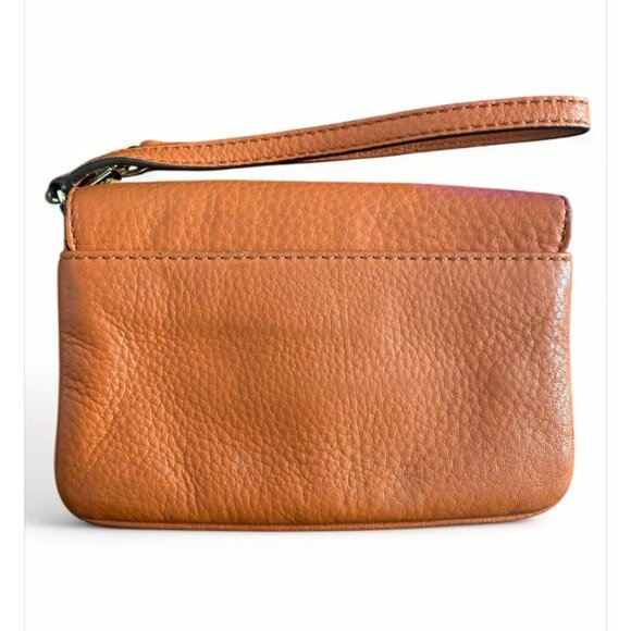 MICHAEL KORS SOFT PEBBLED GENUINE LEATHER MK LOGO WRISTLET in Tangerine - Picture 3 of 5